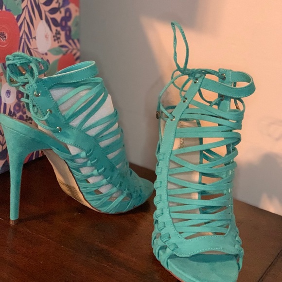 Shoe Dazzle Brand Teal Sandals Size 11 - Picture 2 of 3
